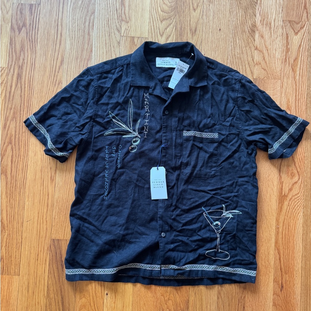 Abercrombie & Fitch Black Embroidered Casual Shirt